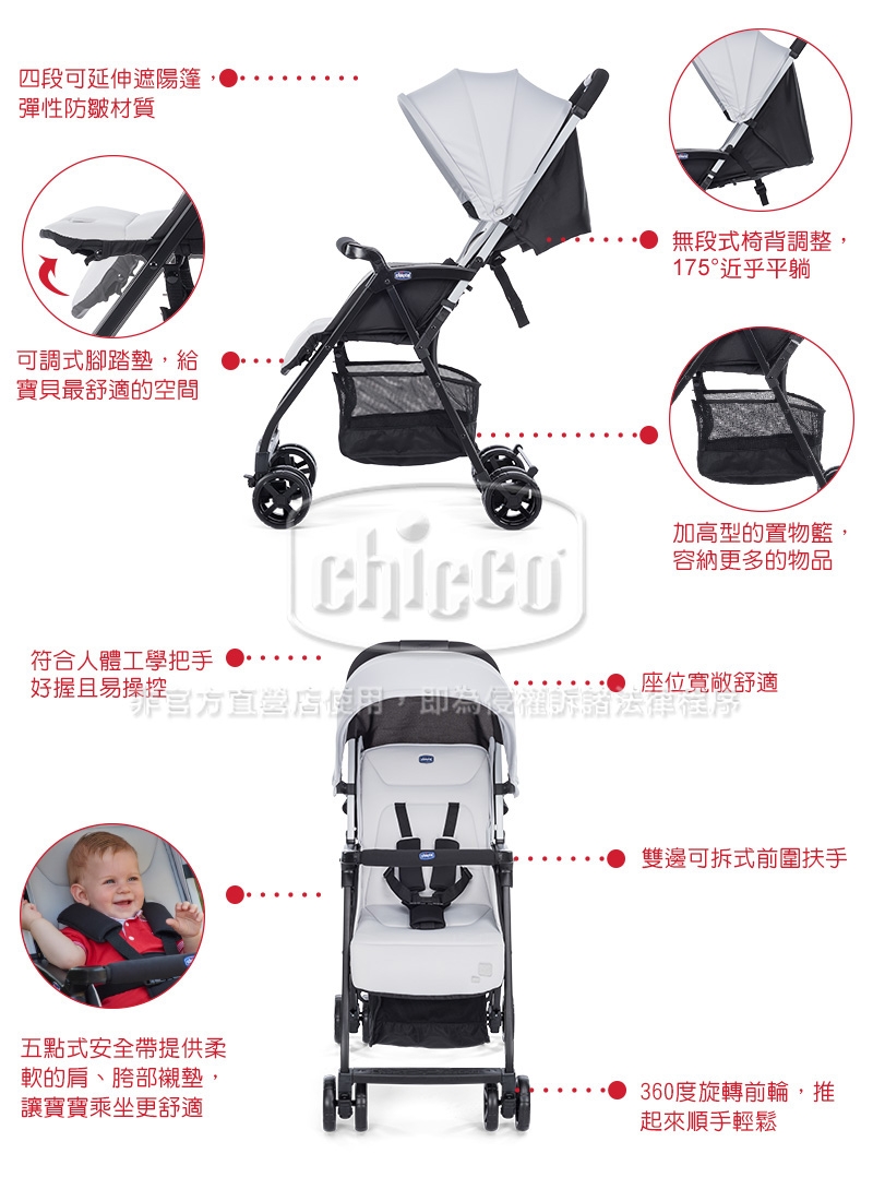 chicco-Ohlala2都會輕旅手推車天蔚藍+ELETTA 全歲段汽座(2色)