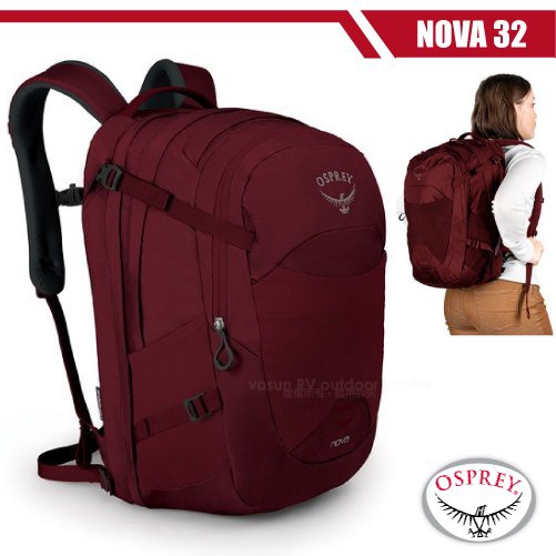 OSPREY 女新款 NOVA 32L 超輕多功能城市休閒筆電背包_鯡魚紅 R