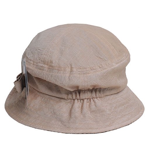 DAKS 日本製抗UV科技纖維格紋蝴蝶結造型遮陽帽(卡其色)