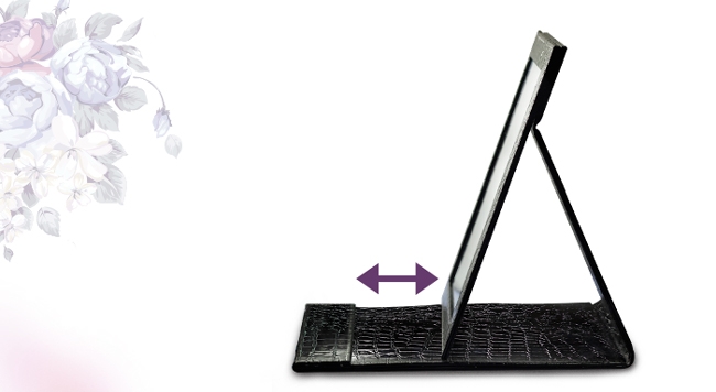 幸福揚邑 9吋超大皮革折疊鏡時尚質感隨身彩妝美妝化妝鏡/桌鏡(鱷皮紋玫色)