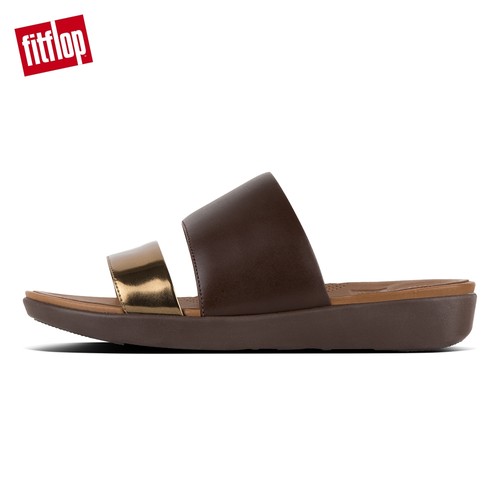 FitFlop DELTA SLIDE SANDALS 咖啡/鏡銅