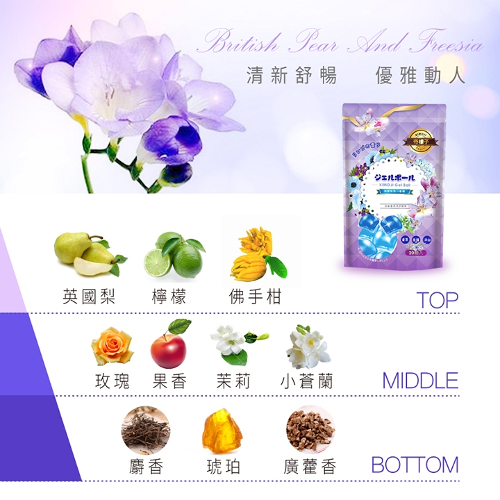 【雙11強檔】奇檬子 香氛洗衣膠球(英國梨與小蒼蘭)20顆入*9包