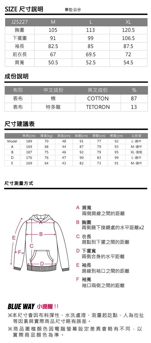 地藏小王 BLUE WAY-閃電大理石連帽厚絨長TEE