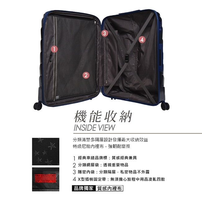 福利品 ELLE 法式V型鐵塔系列- 29吋純PC霧面防刮耐撞行李箱-午夜深藍