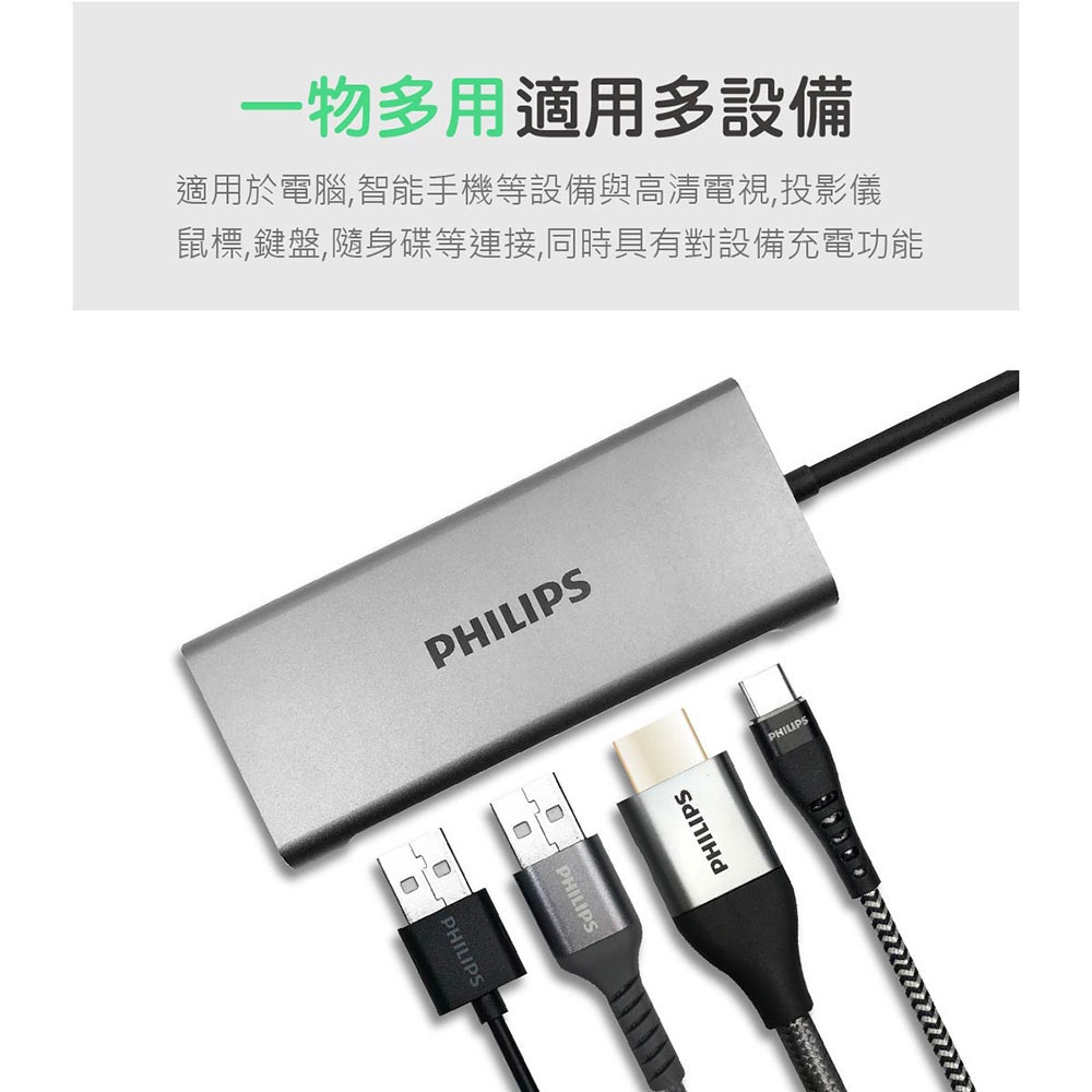 PHILIPS 飛利浦 Type-C 4 port集線器 DLK5524C