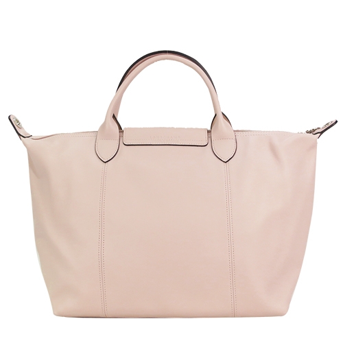 LONGCHAMP Le Pliage Cuir LGP小羊皮短把折疊水餃包(中/玫瑰粉)