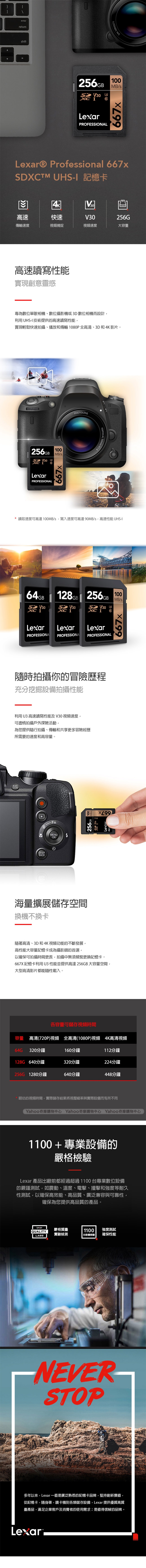 LEXAR 雷克沙 SD SDXC 256GB 667X 高速卡 (公司貨)