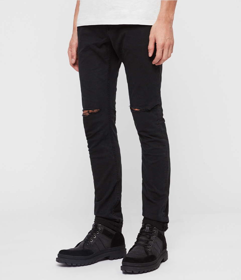 ALLSAINTS REX TWILL 素面緊身刷破直筒牛仔褲