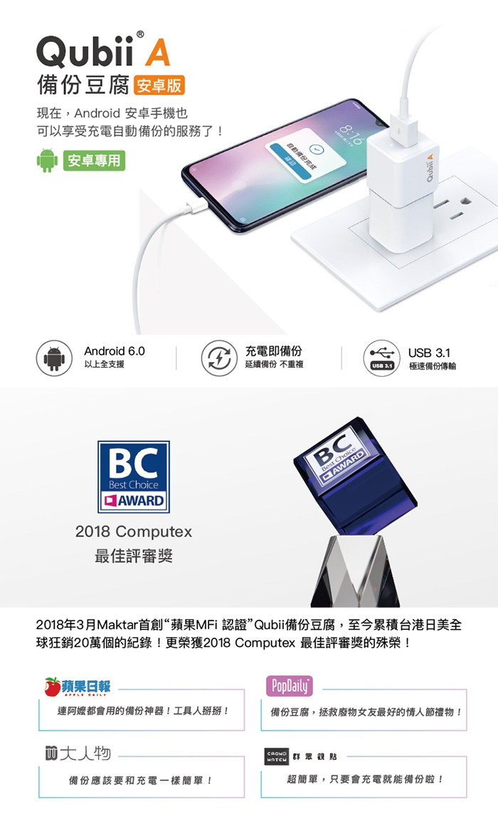 Qubii A 備份豆腐安卓版 + Lexar 記憶卡 64GB