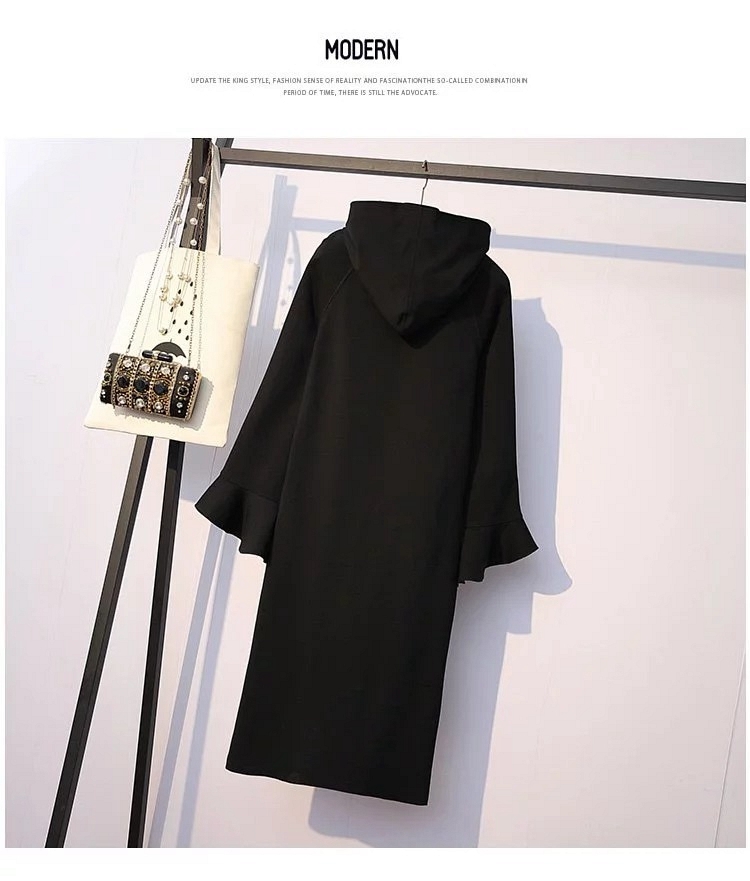 時尚黑俏皮潮流字母繡印寬鬆連身裙XL-5XL-KVOLL