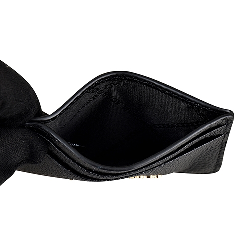 MK MICHAEL KORS MONEY PIECES金字LOGO牛皮5卡卡片夾(黑)