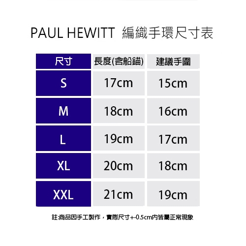 PAUL HEWITT 德國出品 PHREP 天空藍皮革金色船錨手環手鍊