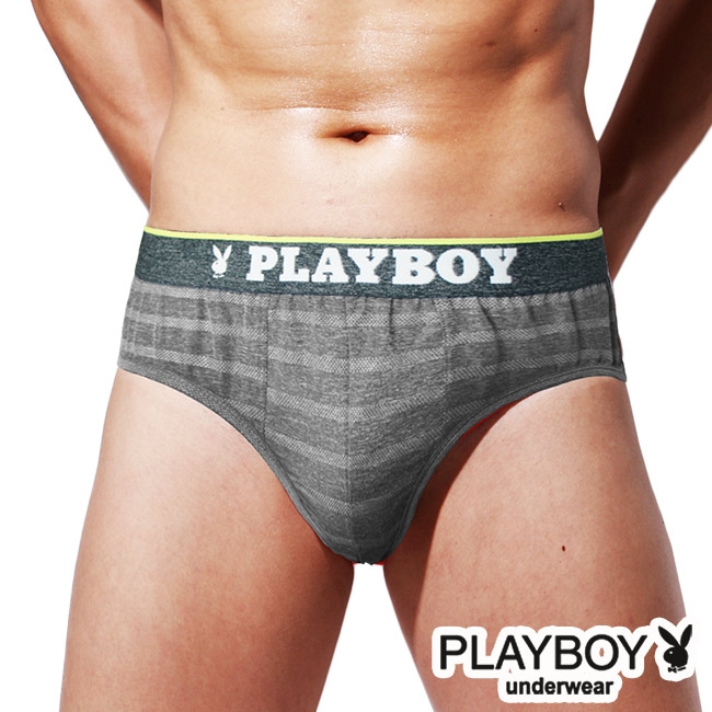 PLAYBOY男內褲 韓系輕時尚條紋三角褲-單件-麻灰