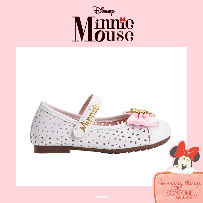 迪士尼童鞋 米妮鏤空雕花公主鞋-白