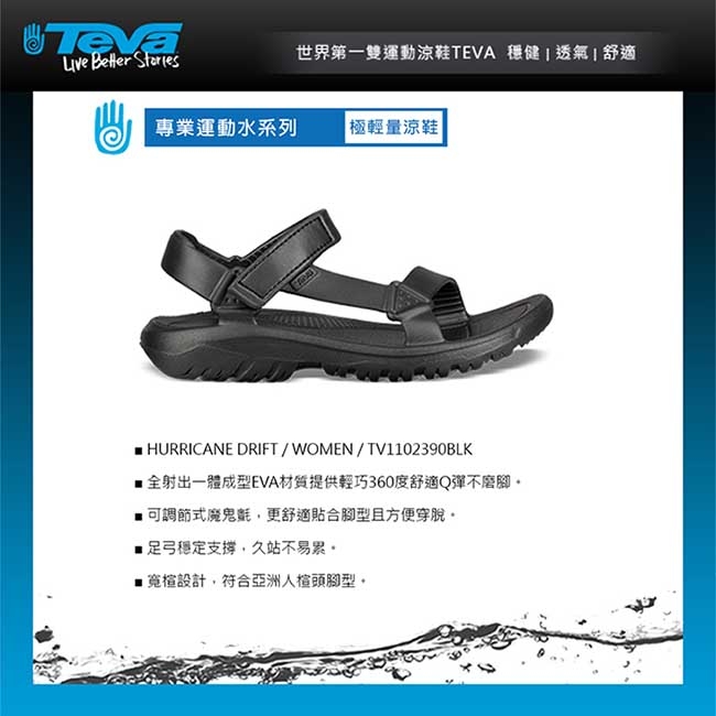 TEVA Hurricane Drift 女 極輕量涼鞋 黑色