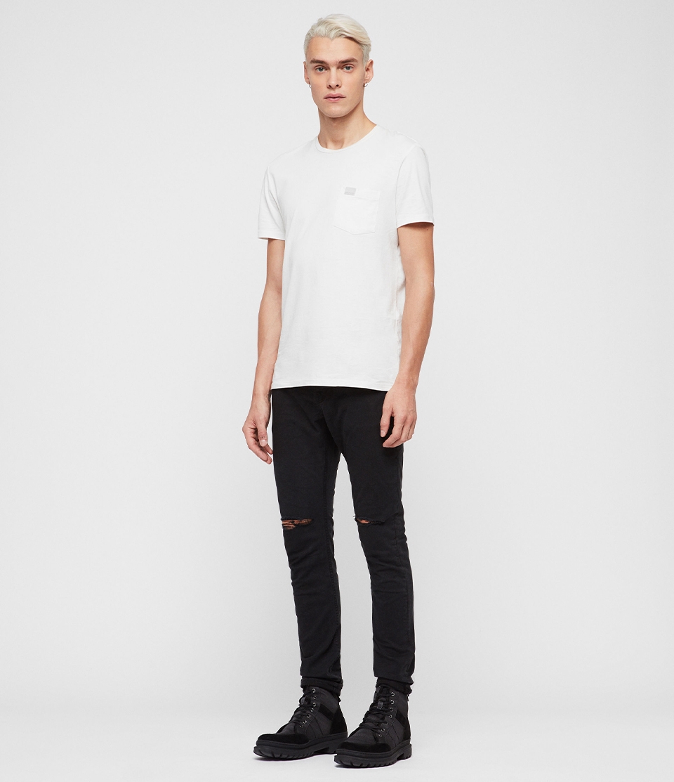 ALLSAINTS REX TWILL 素面緊身刷破直筒牛仔褲