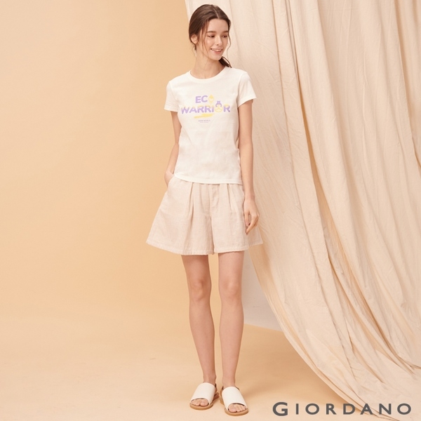 【GIORDANO】女裝DEAR WORLD系列印花T恤-61 皎雪