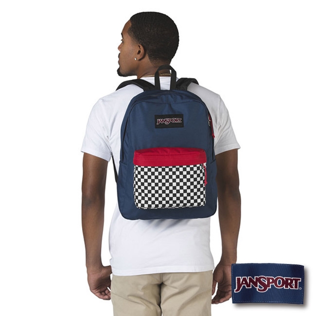 JANSPORT BLACK SUPERBREAK系列後背包 -棋盤格藍