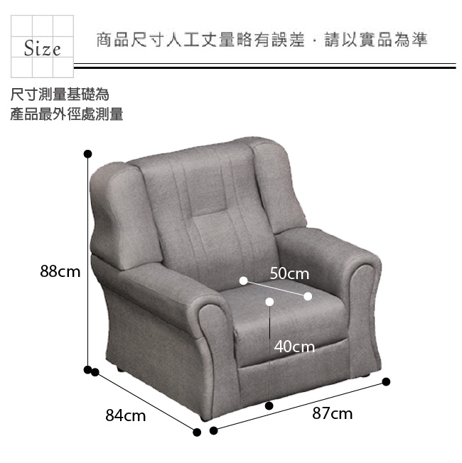 綠活居 雷凱 時尚灰亞麻耐磨皮革沙發椅組合(1+2+3人座)