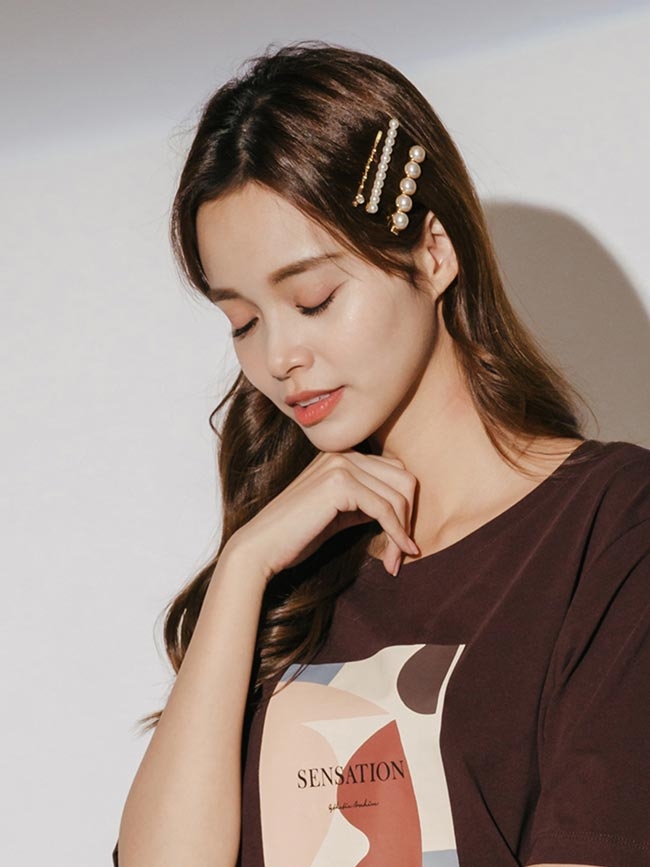 H:CONNECT 韓國品牌 配件 -復古珍珠髮夾組-金