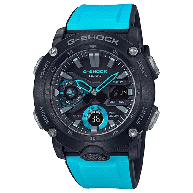 CASIO 卡西歐G-SHOCK 雙顯手錶GA-2000-1A2-藍/51.2mm | G-SHOCK