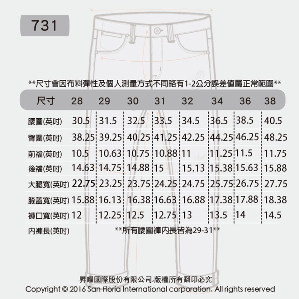 Lee 牛仔褲 731 中腰舒適小直筒 男 深藍