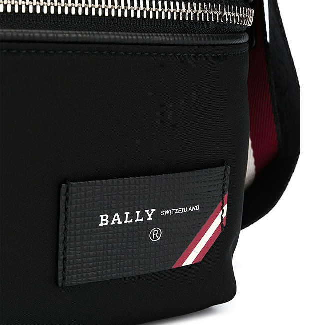 BALLY FIJI 紅白條紋背帶 尼龍 肩背/斜背包 (經典黑)