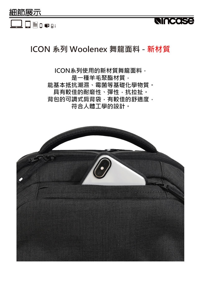 Incase ICON Backpack 15吋 雙層筆電後背包 (石墨黑)