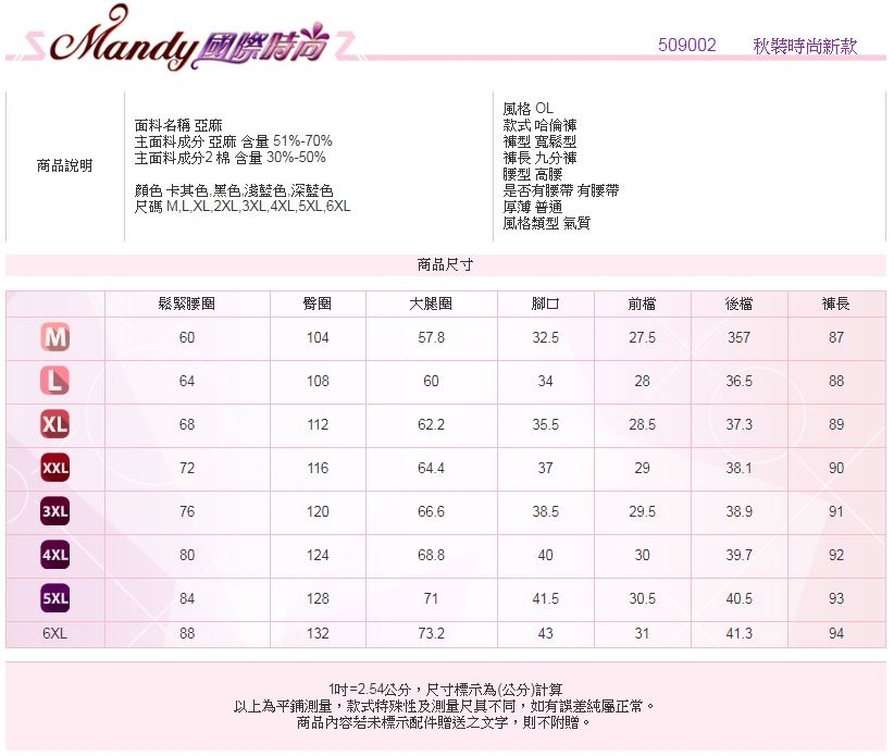 Mandy國際時尚 長褲 秋 直筒哈倫高腰顯瘦休閒九分褲大尺碼(4色)