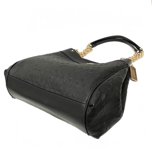 COACH 經典立體浮雕C LOGO大款多夾層肩背賈姬包托特包(黑)