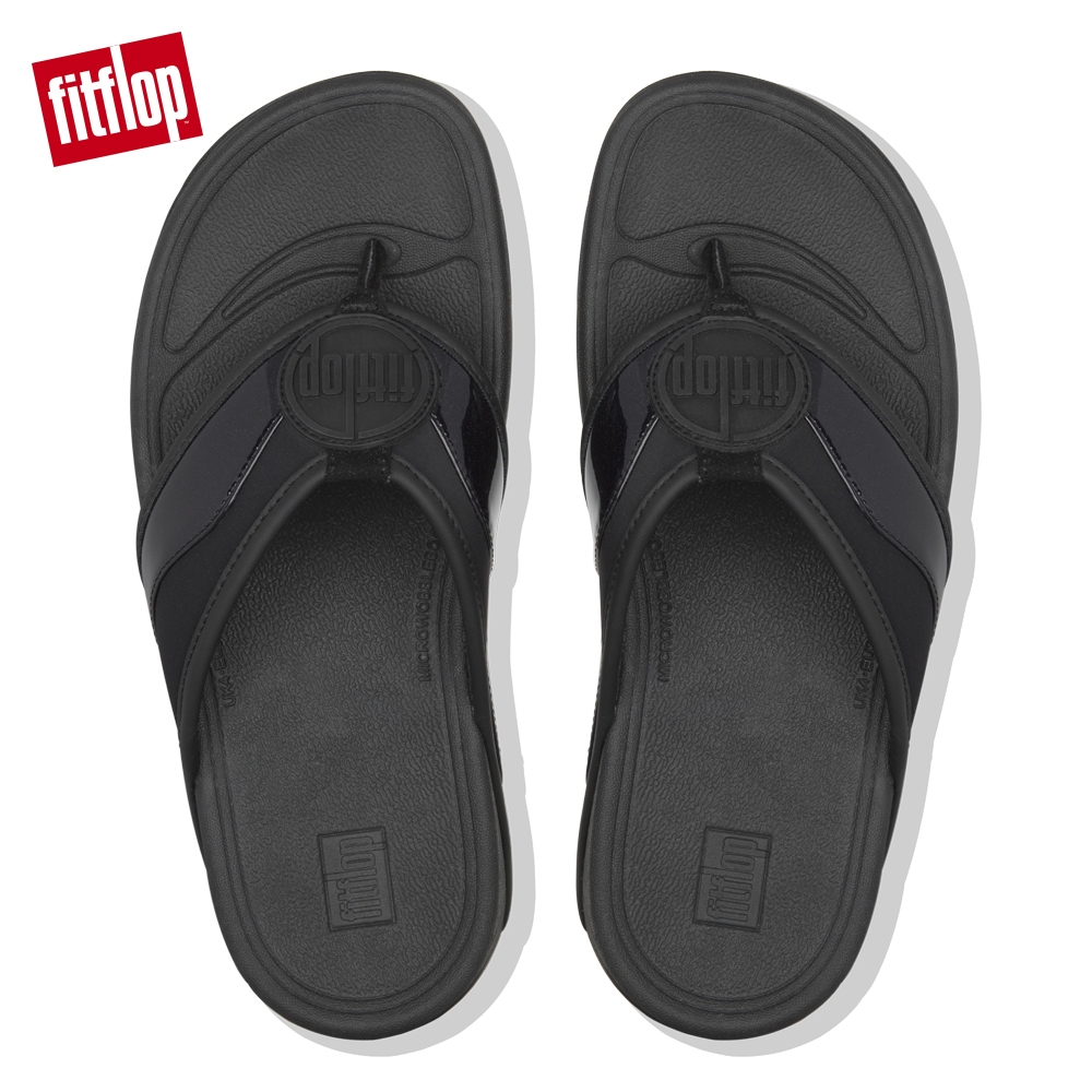 FitFlop SPORTYSTEP GLITTER MIX TOE THONGS 黑