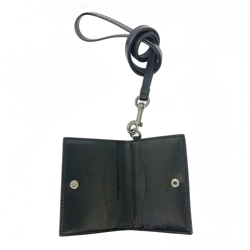 COACH 男款4卡PVC/牛皮識別證悠遊卡附鑰匙圈禮盒(墨綠/黑)