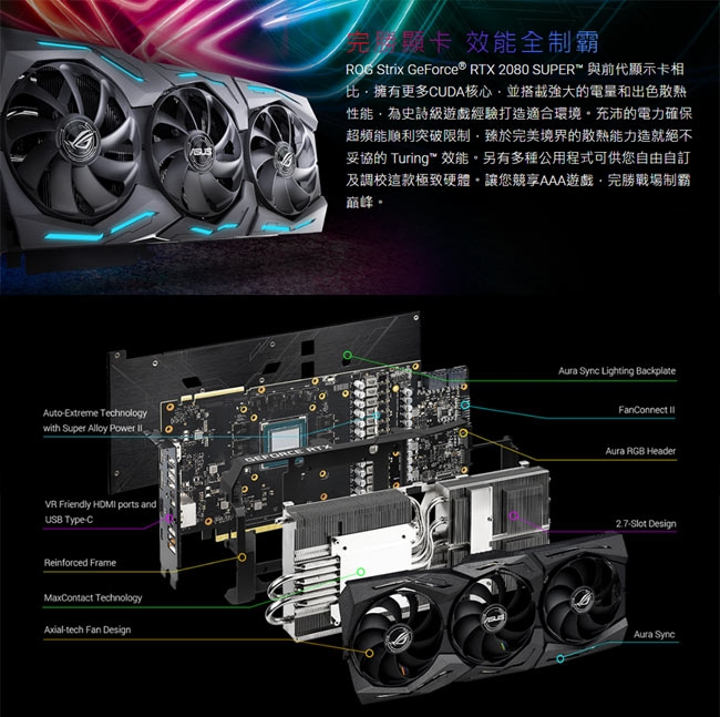 (無卡分期12期)華碩 ROG-STRIX-RTX2080S-A8G-GAMING顯示卡