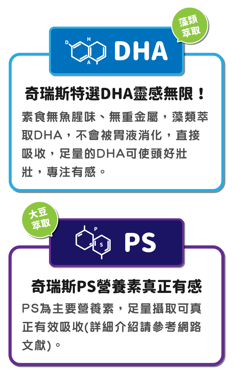 一次滿足QRIOUS奇瑞斯能量凍三合一/紫錐菊/DHA/葉黃素/PS/素食可用/兒童