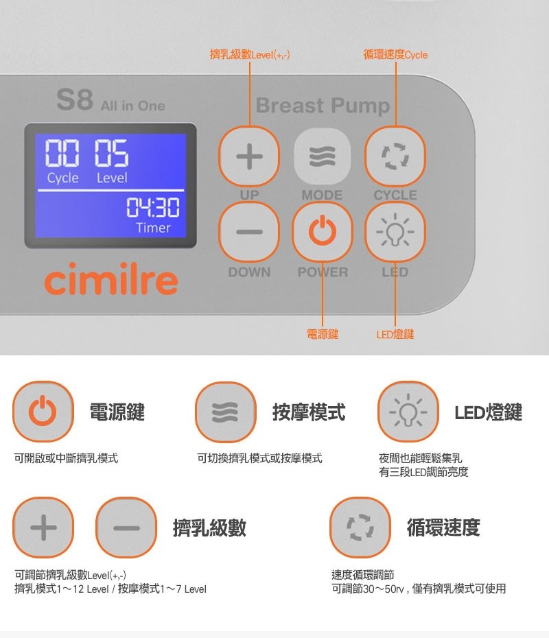 【馨乃樂Cimilre】 S8二合一集乳紫外線消毒機 (太空灰)