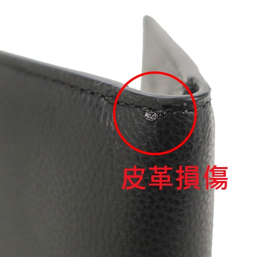 COACH 素面皮革雙折短夾(8卡)((黑)(展示品)