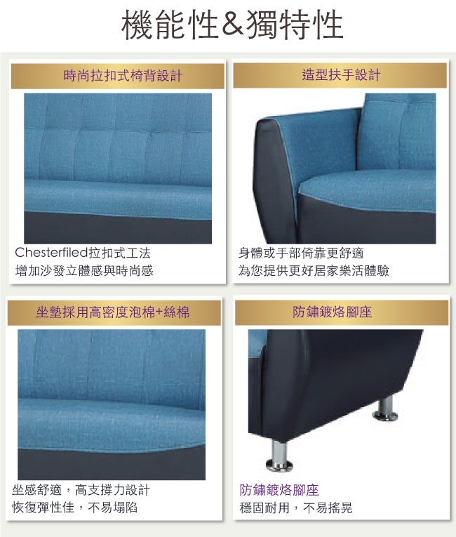 綠活居 費希 時尚雙色耐磨皮革沙發椅組合(1+2+3人座)