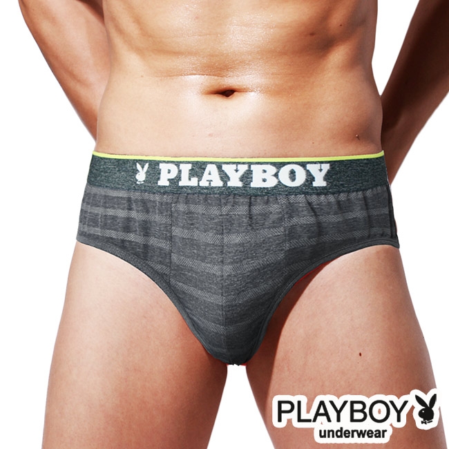 PLAYBOY男內褲 韓系輕時尚條紋三角褲-單件-麻黑