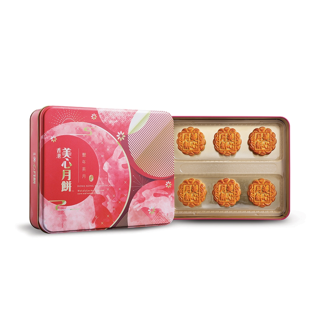 香港美心 豐年美月月餅(70gx6入)x5盒 附提袋