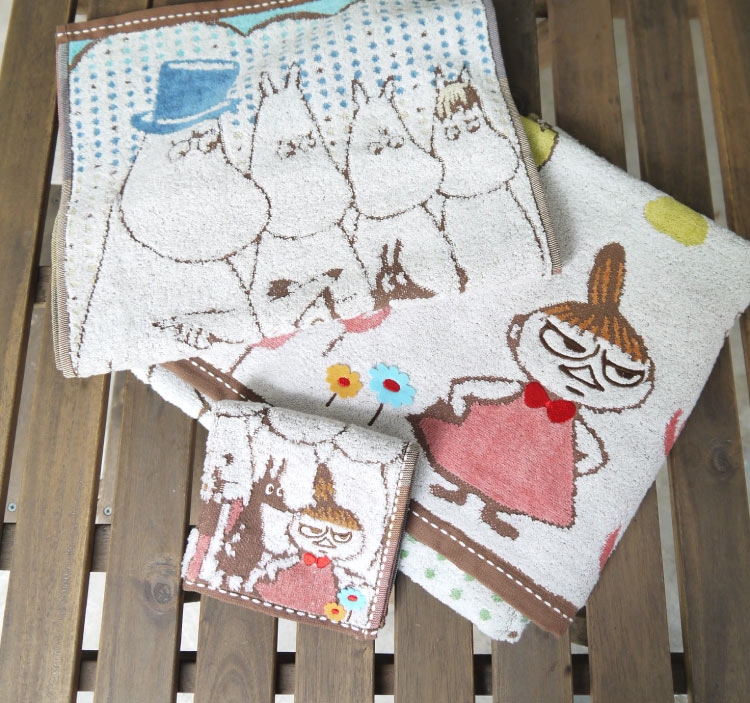 [獨家]日本丸真Moomin刺繡毛浴巾超值三件組-家庭(方巾+毛巾+浴巾)