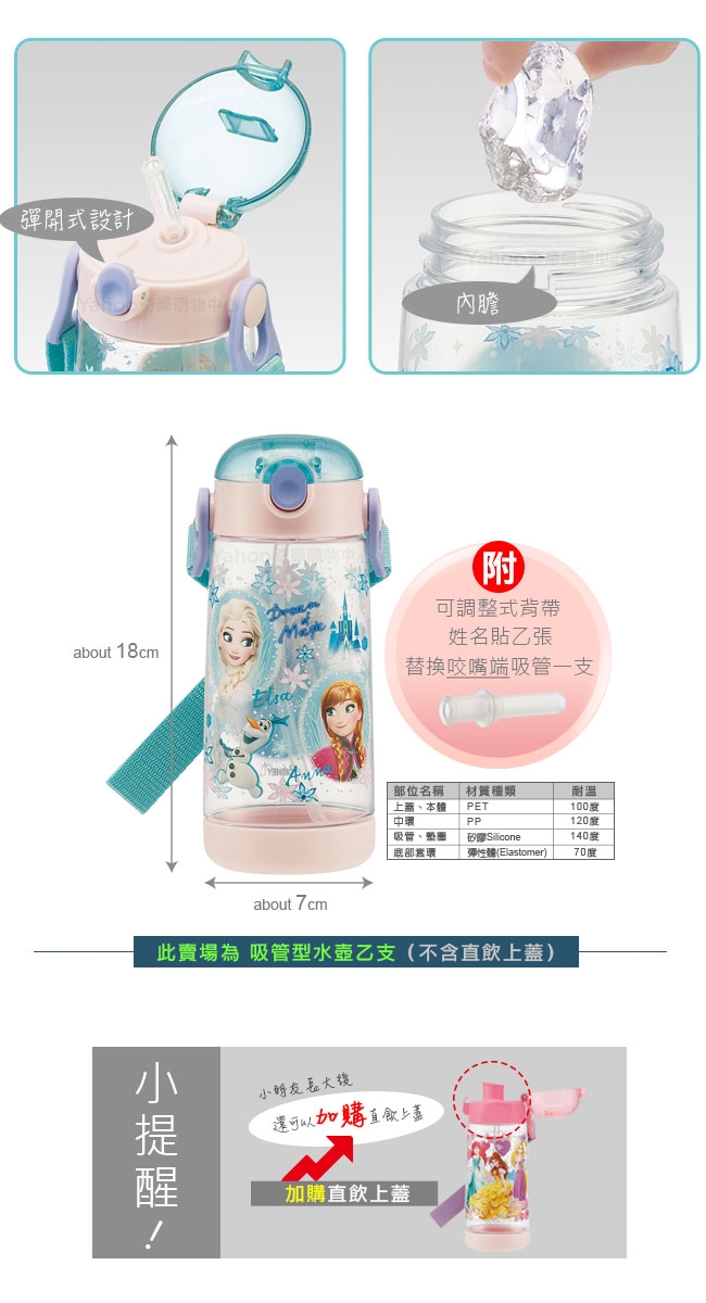 Skater 吸管水壺(480ml)PET 冰雪奇緣