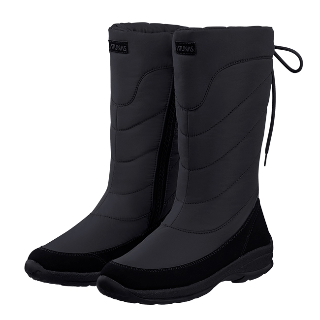 【ATUNAS 歐都納】女款防水內膜高筒保暖雪靴GC-1810黑