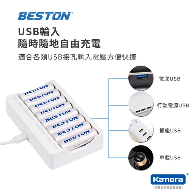 BESTON 鎳氫隨身充電器 8充(C-9006)