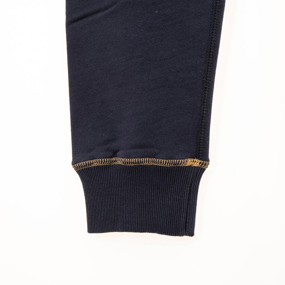 女裝ROOTS - 撞色飾邊刷毛休閒棉褲-藍色