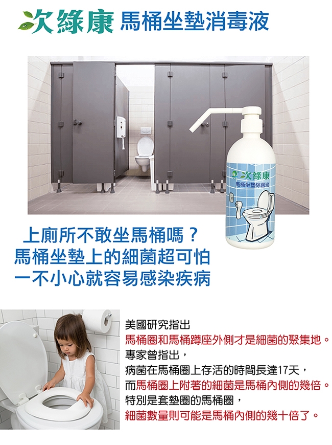 次綠康 馬桶坐墊消毒液(500ml)+L架組