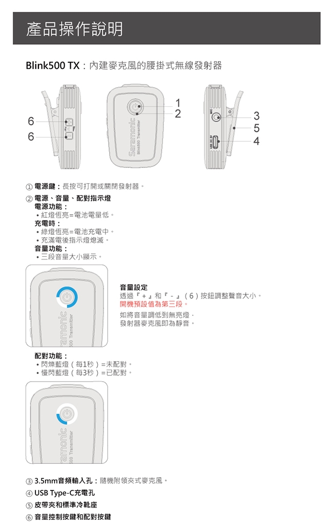 Saramonic楓笛 Blink500 B2(TX+TX+RX) 一對二無線麥克風套裝