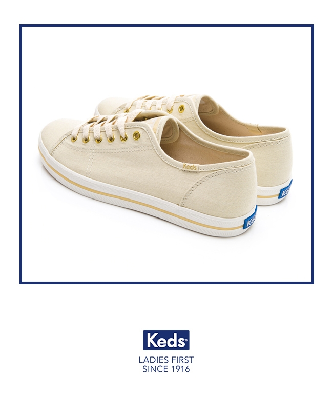 Keds KICKSTART 耀眼珠光綁帶休閒鞋-奶油白