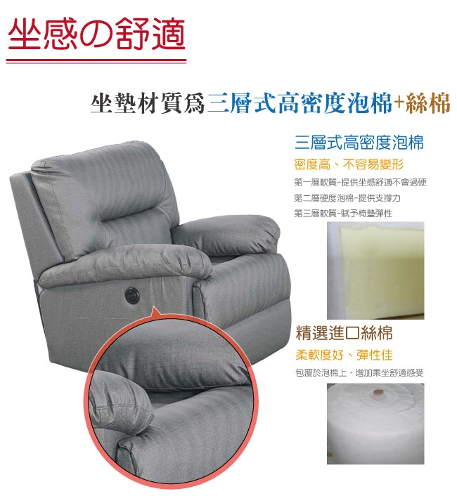 文創集 西拉現代灰皮革單人電動沙發椅-98x90x95cm免組