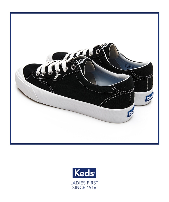 Keds CREW KICK 經典半月帆布綁帶休閒鞋-黑