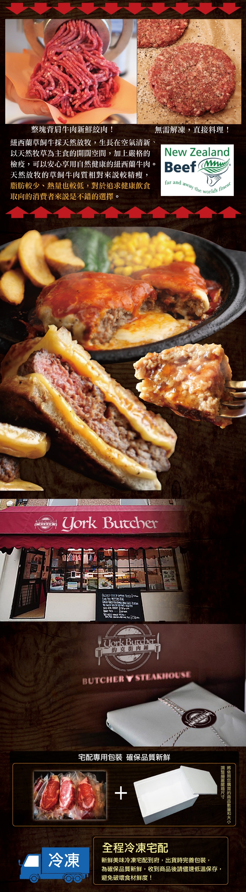 (滿額) 約克街肉舖 紐西蘭頂級純牛肉漢堡排1片 (100公克±10％/片)